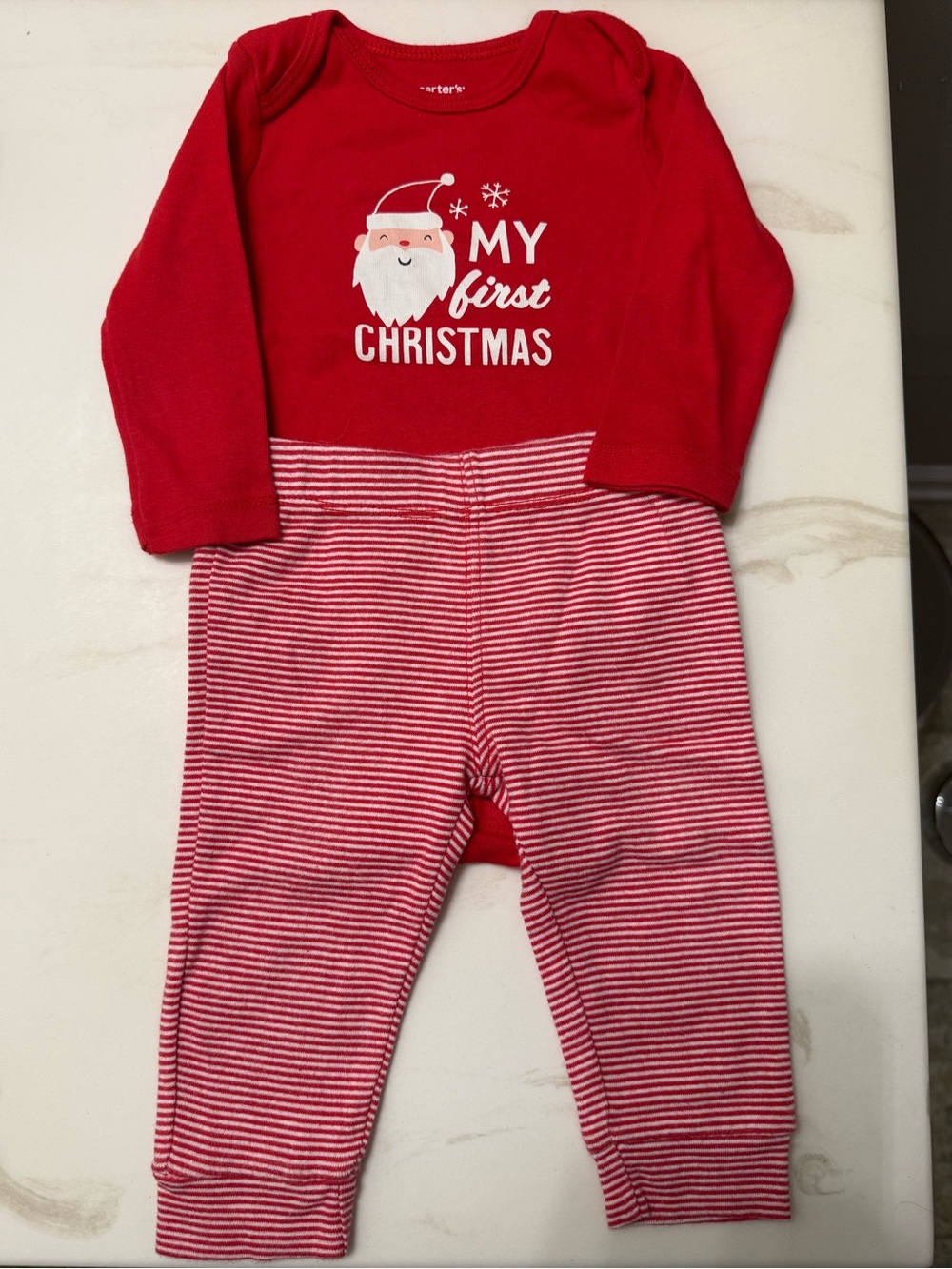 Carter's Red Santa 'My First Christmas' Holiday Onesie and Leggings